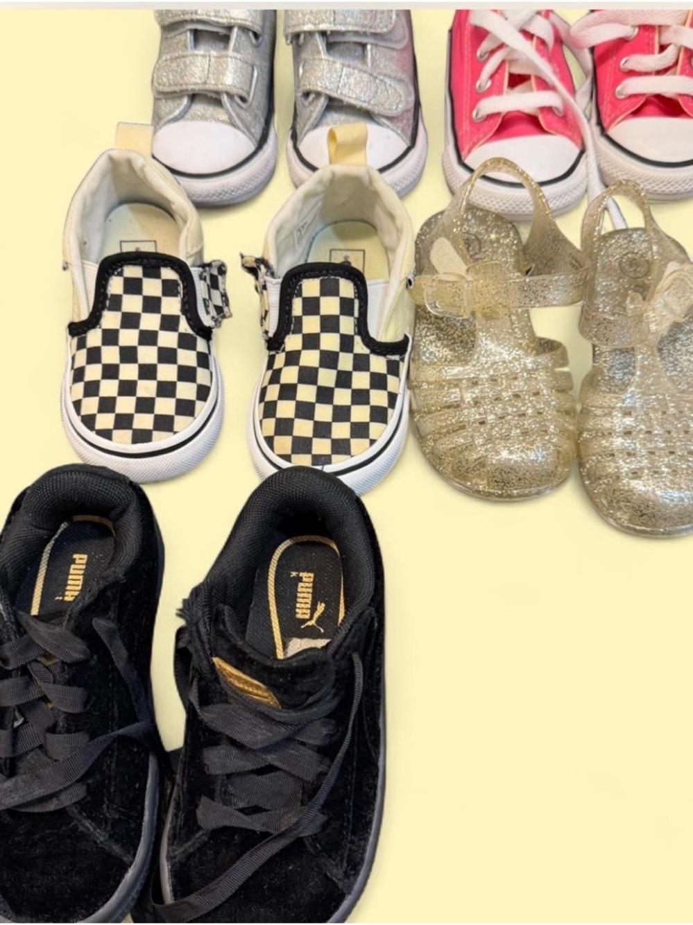Puma Kids Black Velvet Sneakers with Gold Logo Accent